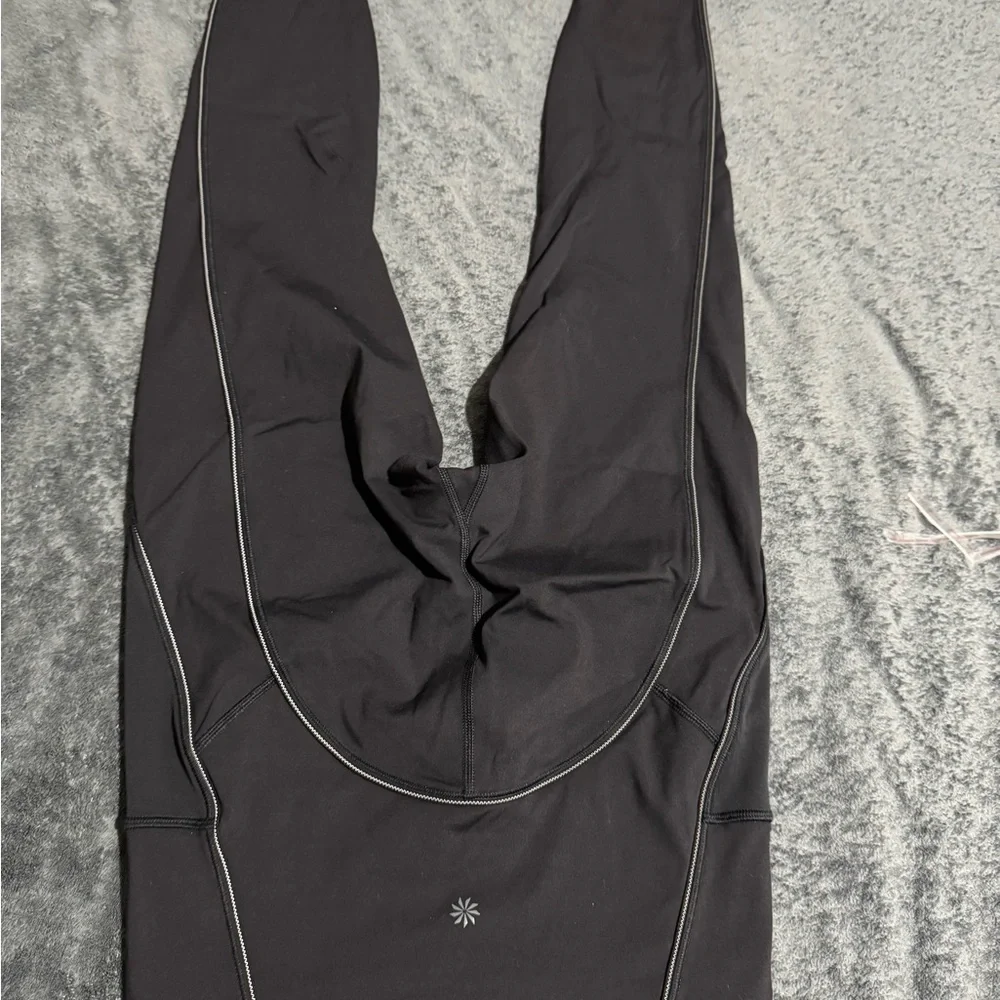 Athleta Black Leggings with White Stitching - Picture 7 of 7